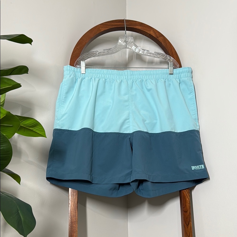 Duluth 2XL Blue Color Block Pier Genius Swim Trunks